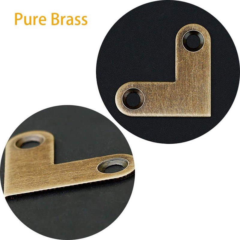 Tiazza 8Pcs Antique L Shape Brass Flat Corner Bracket Joint Flat Corner Brace Plate Support Drawer Fixed Corner Code (Antique Bronze) - Image 4